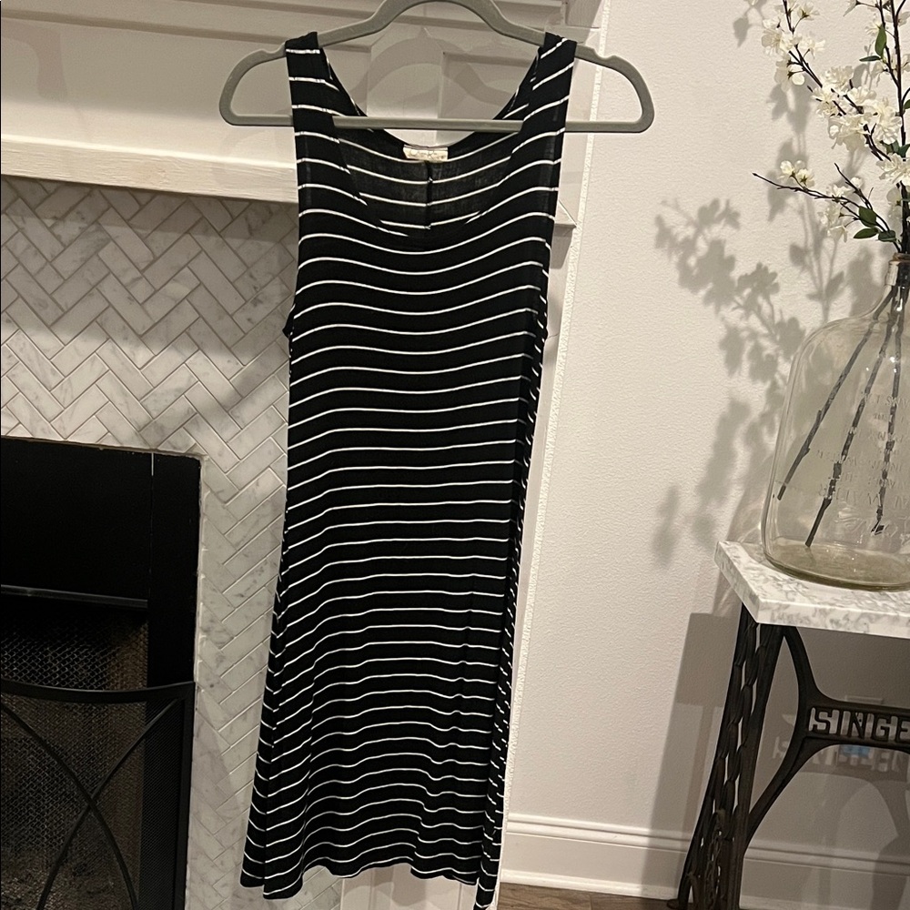 Olivia Rae Black and White Striped Midi Dress